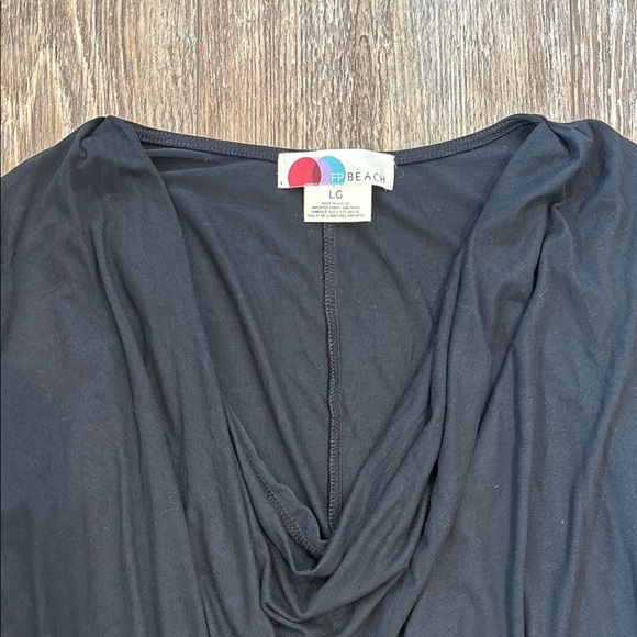 Free People Beach Black Long Sleeve Drape Coverup Swim Dress Women's Size Large - Picture 2 of 9